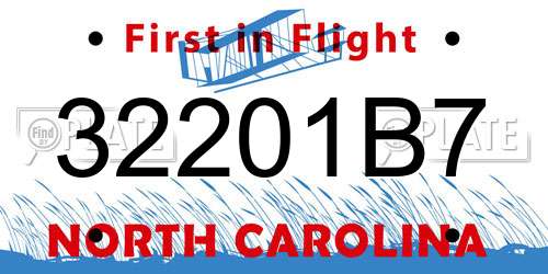32201B7 North Carolina License Plate