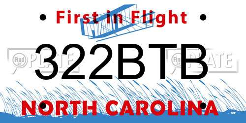 322BTB North Carolina License Plate