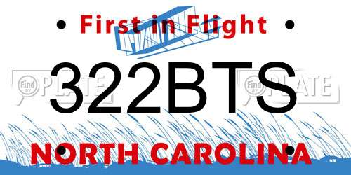 322BTS North Carolina License Plate