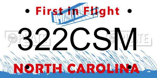 322CSM North Carolina License Plate
