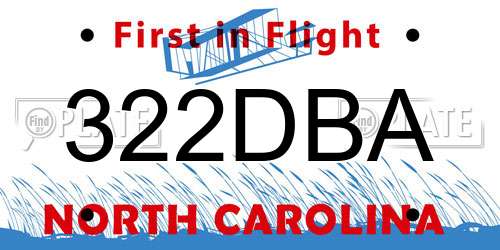 322DBA North Carolina License Plate