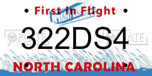 322DS4 North Carolina License Plate