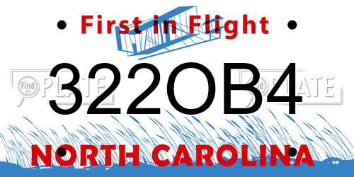 322OB4 North Carolina License Plate
