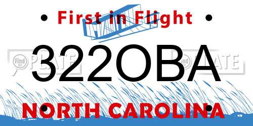 322OBA North Carolina License Plate