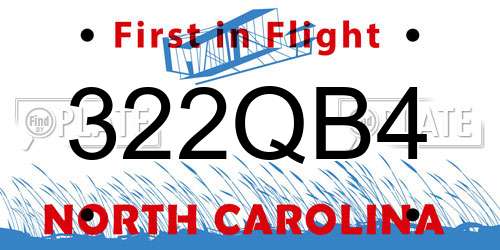 322QB4 North Carolina License Plate