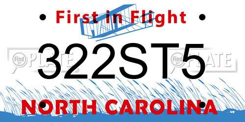 322ST5 North Carolina License Plate