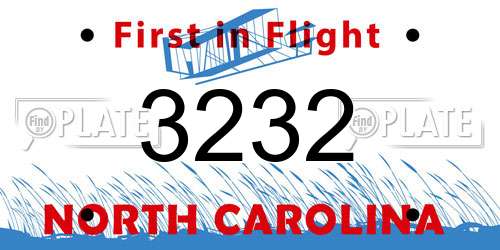 3232 North Carolina License Plate