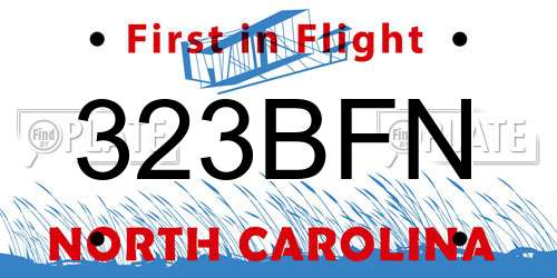 323BFN North Carolina License Plate
