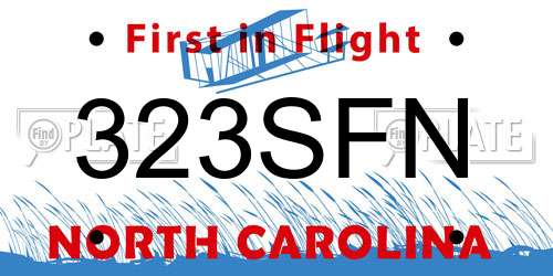 323SFN North Carolina License Plate