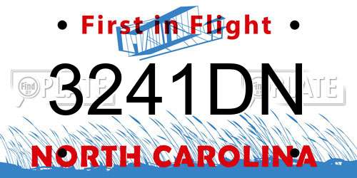 3241DN North Carolina License Plate