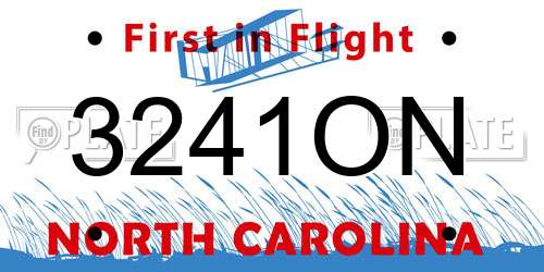 3241ON North Carolina License Plate