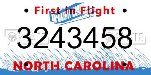 3243458 North Carolina License Plate
