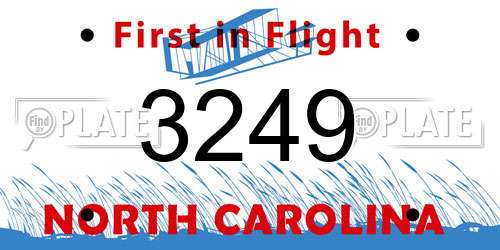 3249 North Carolina License Plate
