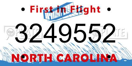 3249552 North Carolina License Plate