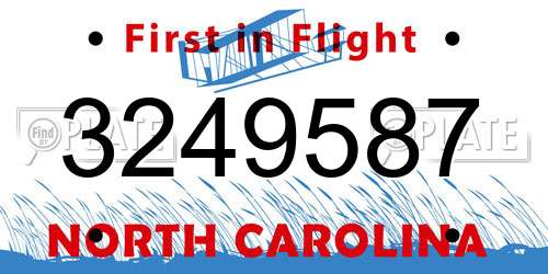 3249587 North Carolina License Plate