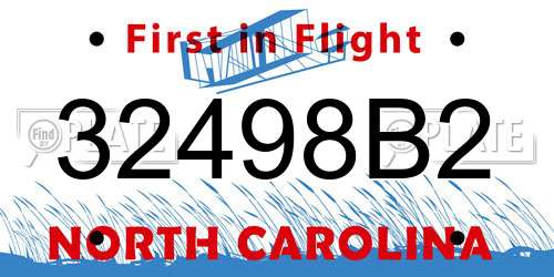 32498B2 North Carolina License Plate