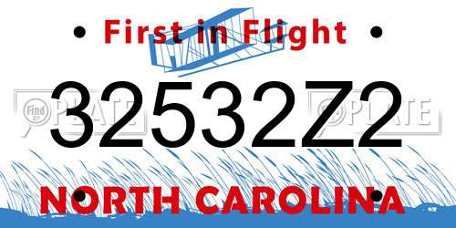 32532Z2 North Carolina License Plate
