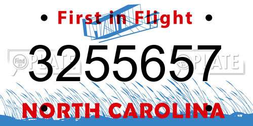 3255657 North Carolina License Plate