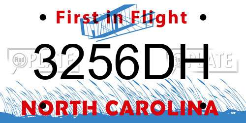 3256DH North Carolina License Plate