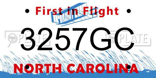 3257GC North Carolina License Plate