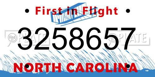 3258657 North Carolina License Plate
