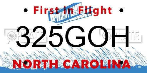 325GOH North Carolina License Plate