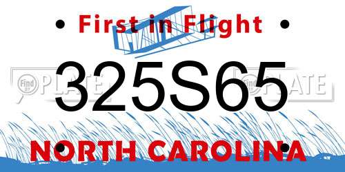 325S65 North Carolina License Plate