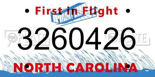 3260426 North Carolina License Plate