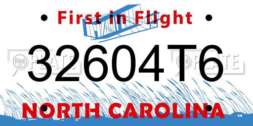 32604T6 North Carolina License Plate