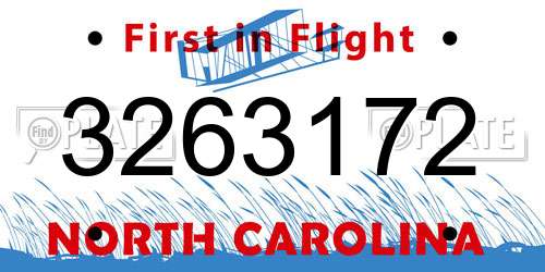 3263172 North Carolina License Plate