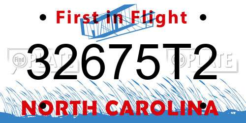32675T2 North Carolina License Plate
