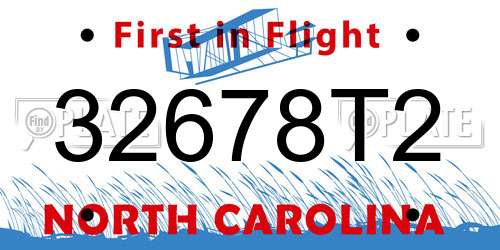 32678T2 North Carolina License Plate