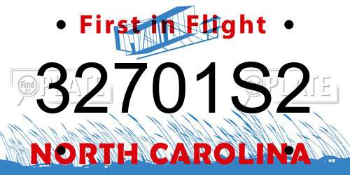 32701S2 North Carolina License Plate
