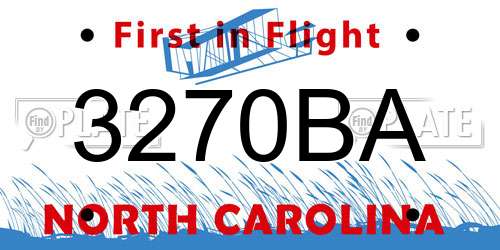 3270BA North Carolina License Plate