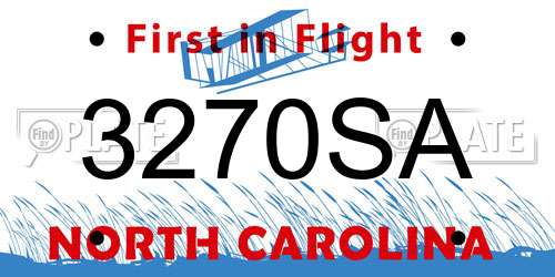 3270SA North Carolina License Plate