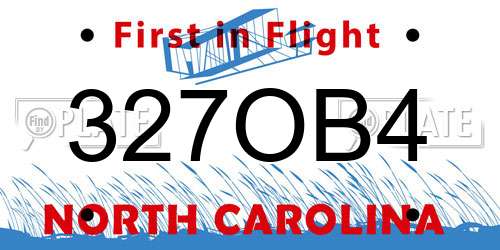 327OB4 North Carolina License Plate