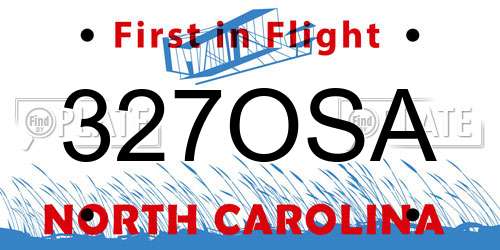 327OSA North Carolina License Plate