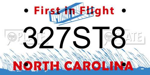 327ST8 North Carolina License Plate
