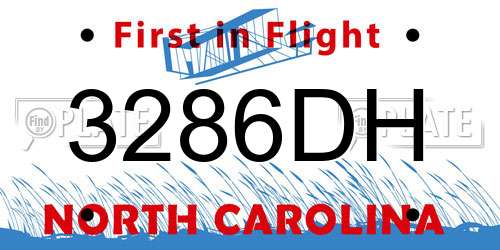 3286DH North Carolina License Plate