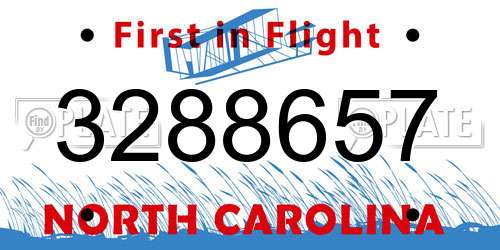 3288657 North Carolina License Plate