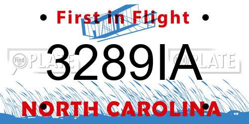 3289IA North Carolina License Plate