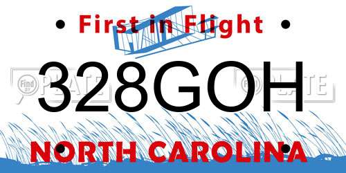 328GOH North Carolina License Plate