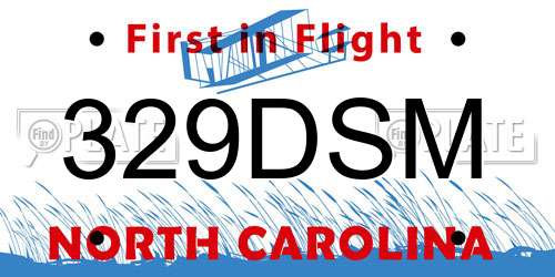 329DSM North Carolina License Plate