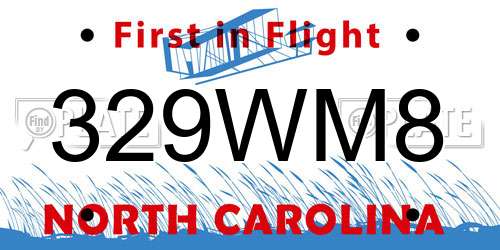329WM8 North Carolina License Plate