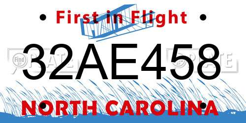 32AE458 North Carolina License Plate