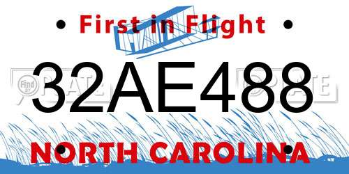 32AE488 North Carolina License Plate