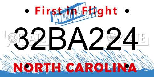 32BA224 North Carolina License Plate