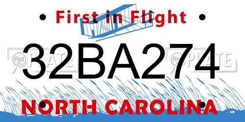 32BA274 North Carolina License Plate