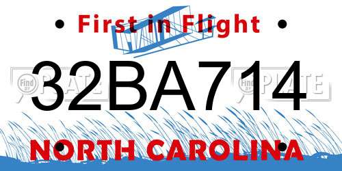 32BA714 North Carolina License Plate