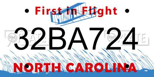 32BA724 North Carolina License Plate